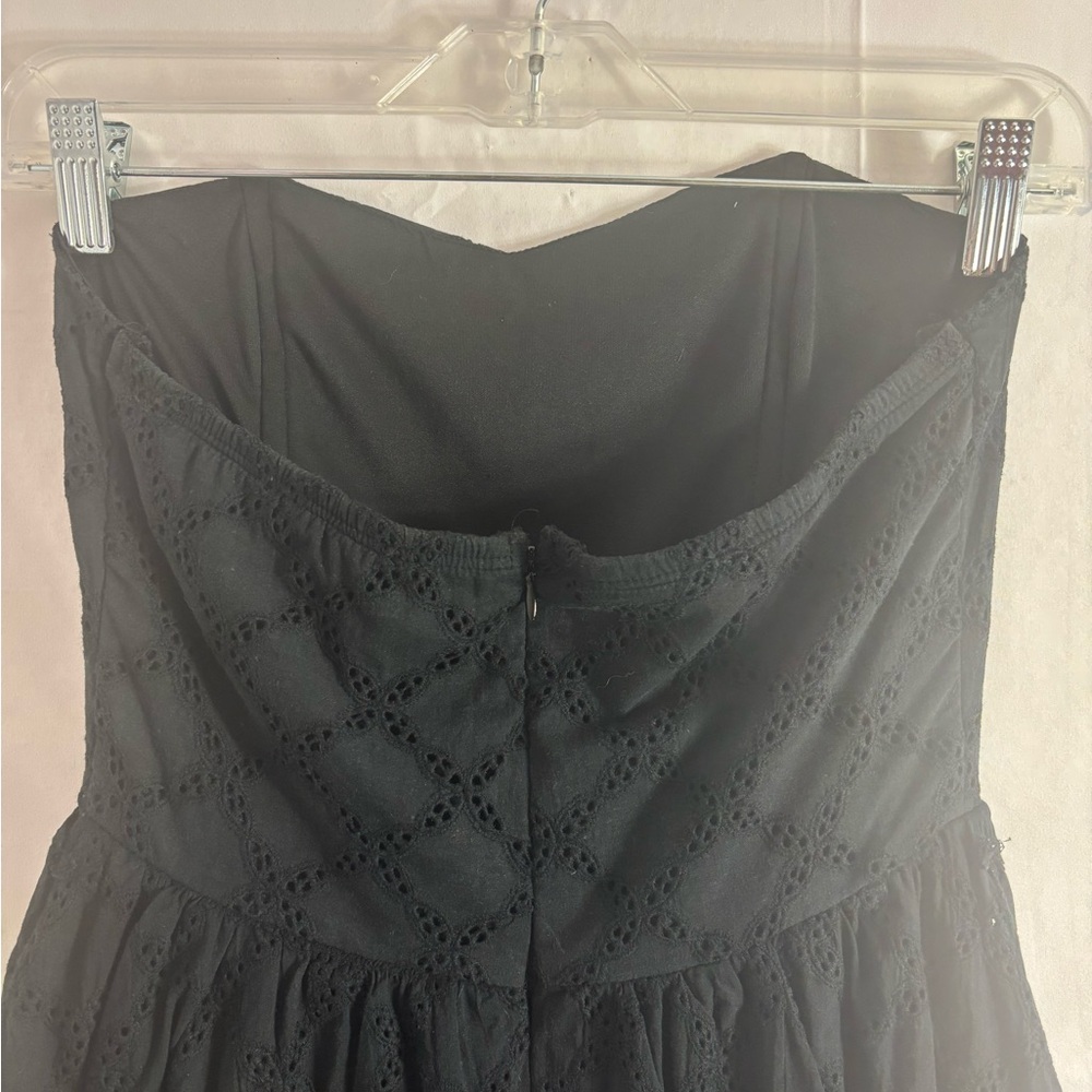 Y2K Strapless Dark Fairy Tulle Mini Dress with Blue Flower Embellishments Size S - Picture 4 of 16